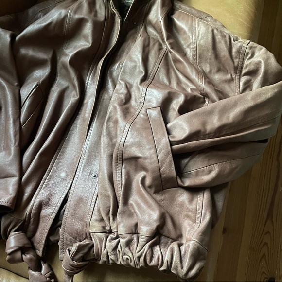 Bally vintage brown hooded leather jacket w ties made in Italy bomber sport - Picture 7 of 17
